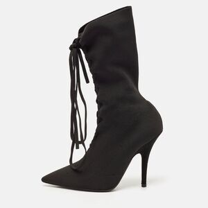 Yeezy Black Knit Fabric Knife Ankle Socks Boots Size 38